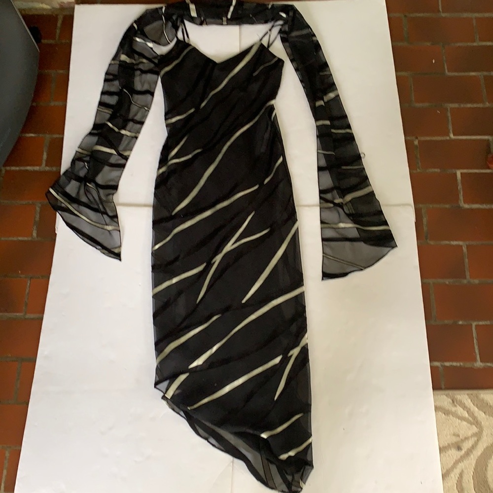 Sheer Lined Spaghetti Strapped Dress with Sheer Matching Scarf